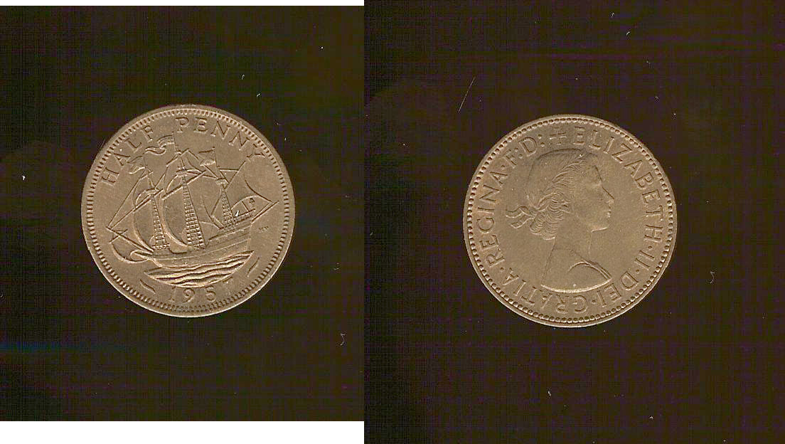 ROYAUME-UNI 1/2 penny 1957 SPL